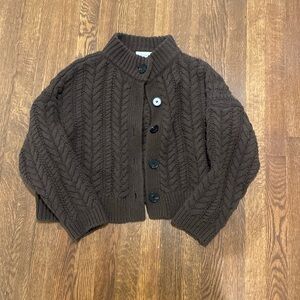 Something Navy Cropped Cable-knit Sweater Sz S